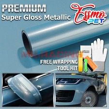 ESSMO PET Super Gloss Metallic Crystal Blue Vehicle Vinyl Wrap Decal Like Paint