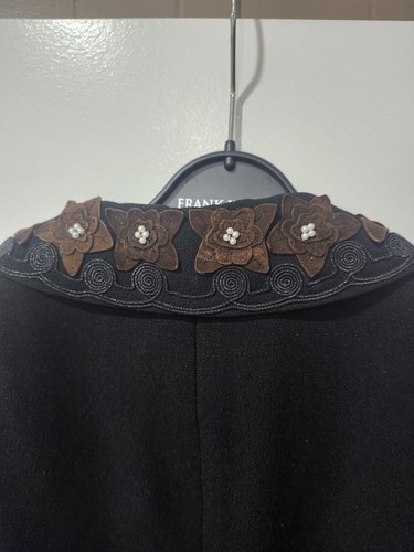 Vintage Zelda Women’s Jacket, Sz 6, Black And Brown, Floral Embroidery - Picture 7 of 9