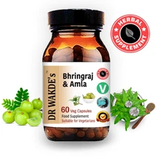 DR WAKDE'S Bhringraj & Amla Capsules – 60 Vegan Capsules | Natural Hair Growt...