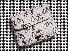 🐧 VERA BRADLEY Brush Cosmetic PLAYFUL PENGUINS GRAY Makeup Accessories Bag $48