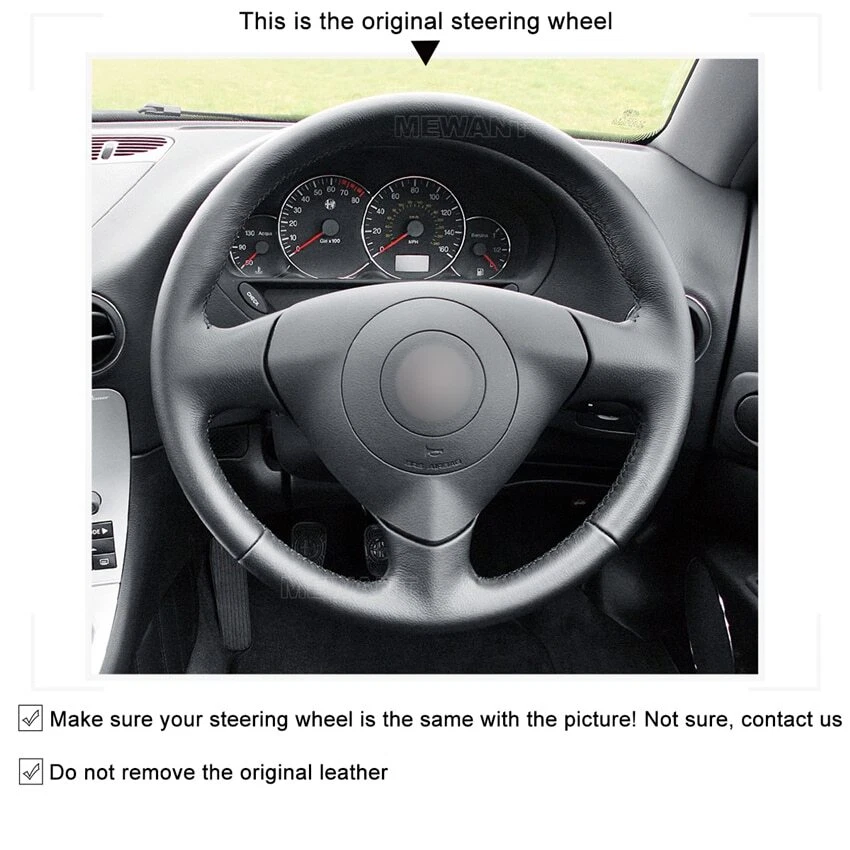 Cubierta de volante de coche de gamuza negra para Alfa Romeo 147 156 Crosswagon 2000-2009 Foto 3 de 4