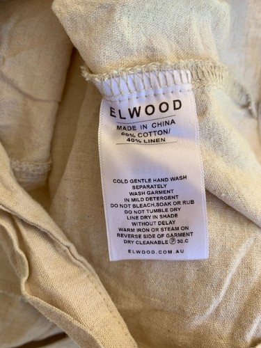 ELWOOD Womens Short Linen Blend Beige Playsuit Size 8 Pockets Buttons - Picture 7 of 8