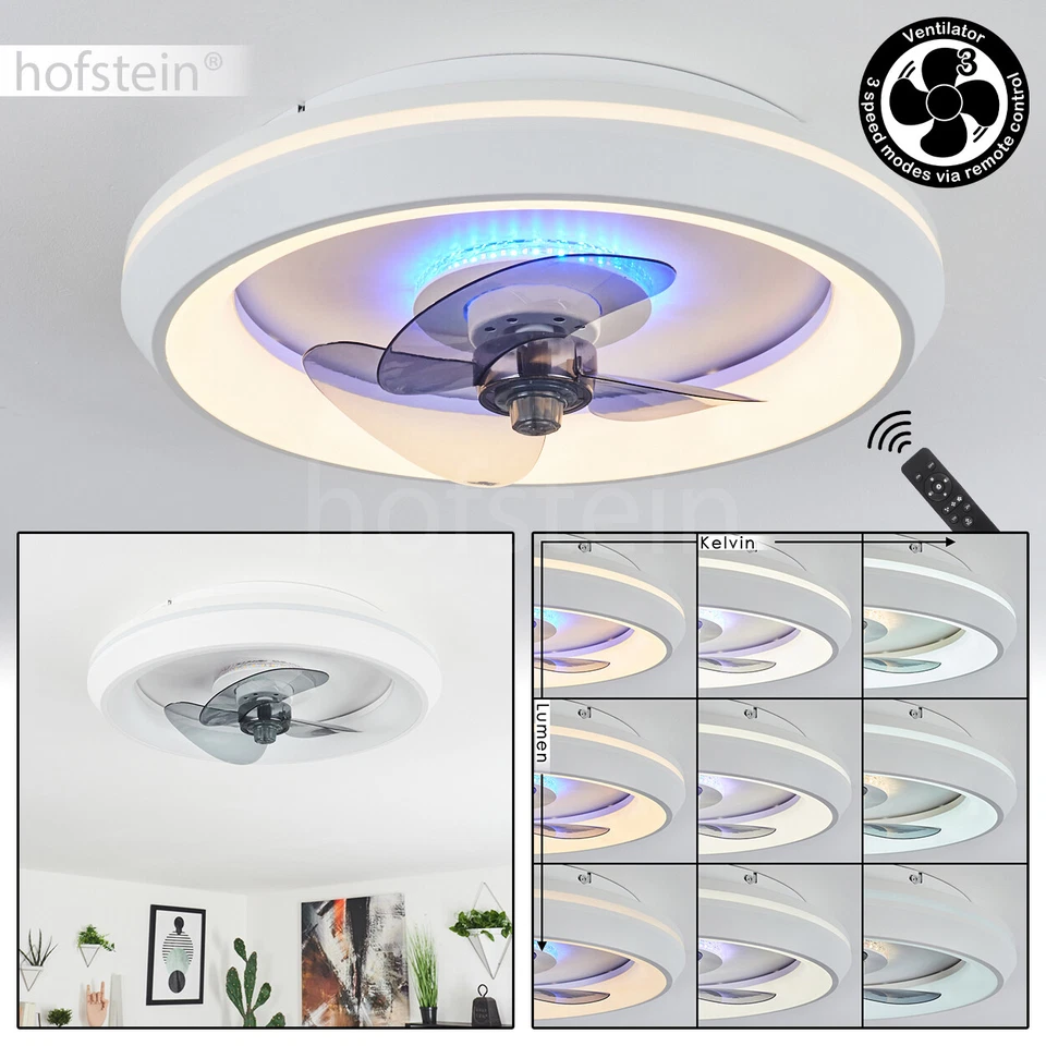 HOFSTEIN Lampada LED soggiorno camera da letto luce dimmerabile timer soffitto ventilatore telecomando