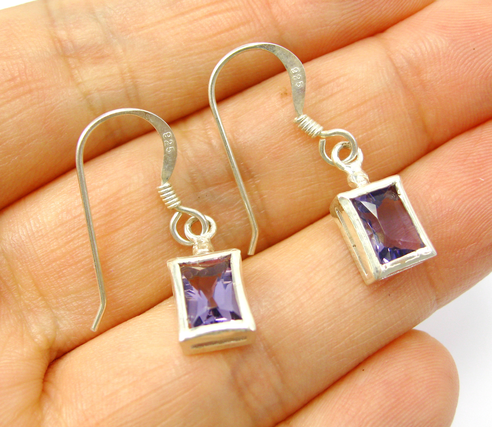 Rectangle Solitaire Purple Crystal 925 Sterling S… - image 3