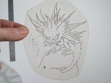 vtg 1960s 70s Tattoo Flash acetate stencil Woodland Sprite Creature signed AN3