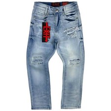 Exit Apparel Boys Stacked Jeans Gray 