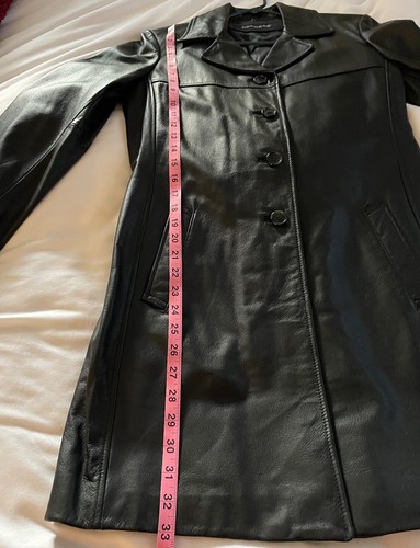 Womens Dockers Cow Leather Coat Medium Black Button Down Jacket - Picture 8 of 11