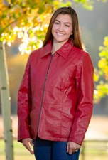 Wyoming Traders Womens Kaycee Leather Zip Up Cowgirl Western Jacket / Coat