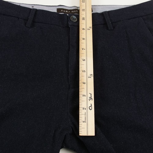 Pantalones Zara ajustados de franela mezcla de algodón azul oscuro para hombre talla 32 - Imagen 6 de 12