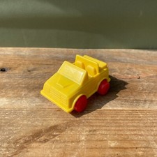 Vintage Plasto Toy Plastic Car - Cabriolet - Yellow - Finland - 7cm