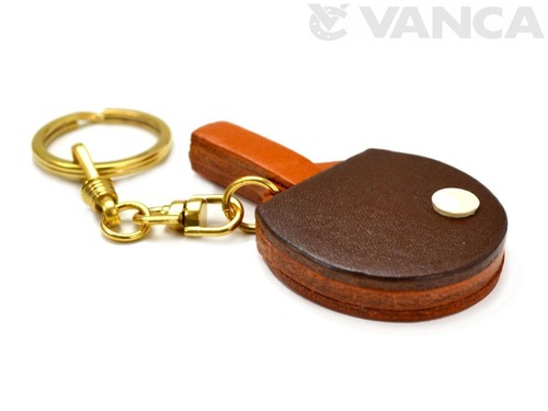 Ping-pong/Table tennis paddle Handmade 3D Leather Keychain *VANCA* Japan #56900 - Picture 1 of 12