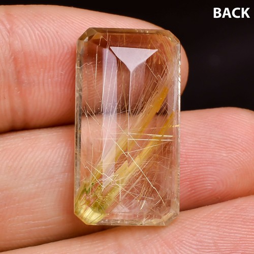 Natural Faceted Golden Rutile Quartz Loose Gemstone Radiant Shape 23Ct 13X25X8MM - Picture 4 of 4