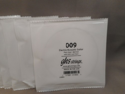 6er-Pack GHS 9ga einfache Gitarrensaiten 0,009" für akustische oder elektrische Gitarre - Bild 3 von 3