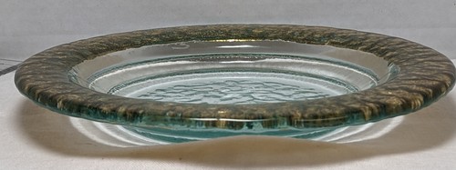 Vintage Pebbled Cobblestone Gold 1.5” Rim, Clear Middle Rare Dessert Plate - Picture 4 of 4