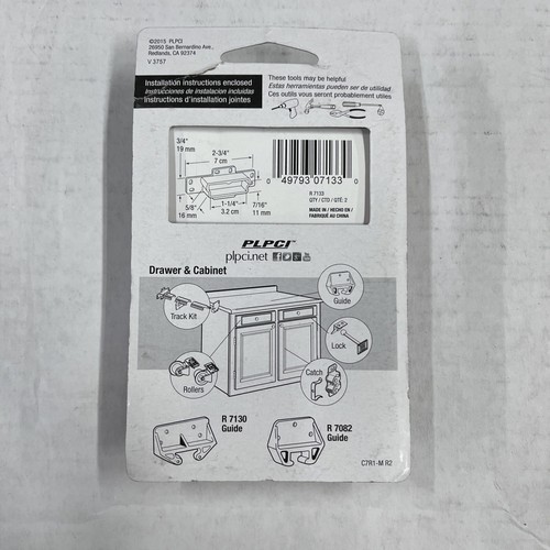PLPCI 1-1/4 in. L Plastic Center Guide Rail Drawer Track Back Plate R7133 - Picture 2 of 2