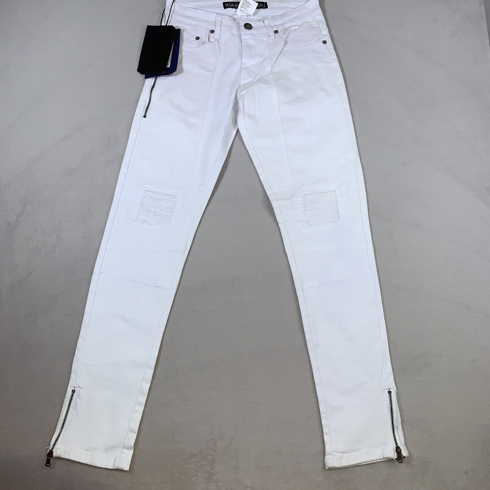 Mens 30x32 White Denim Skinny Stretch Ankle Zip Y2k Adult Ne