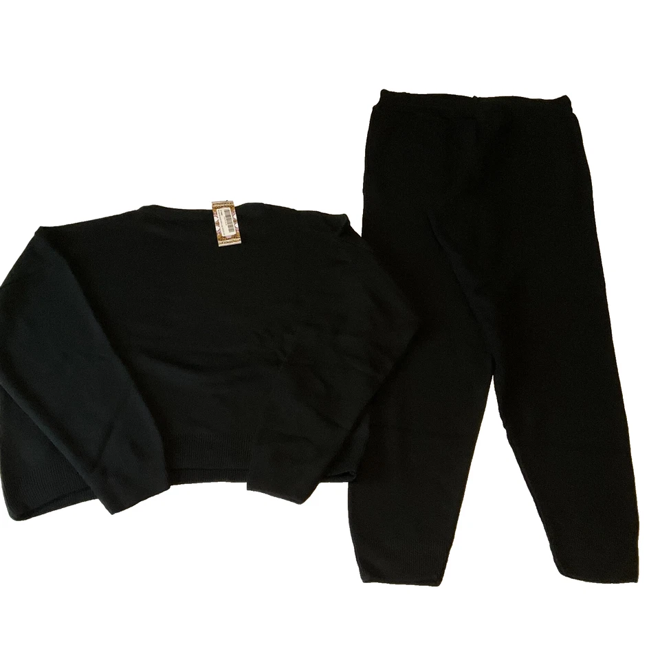 Conjunto de salón Boohoo para mujer talla 16/18 negro elástico manga larga bolsillos cordón Foto 2 de 4