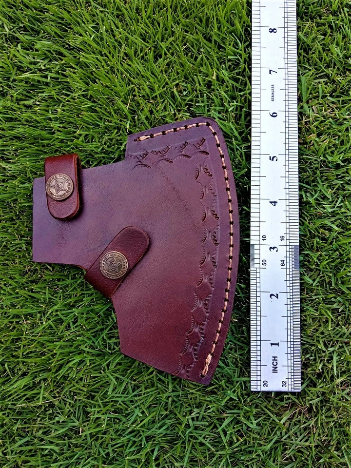 Hunting Holster Leather Axe Hatchet Blade Cover Axe Head Sheath Case Belt - Image 2 of 4