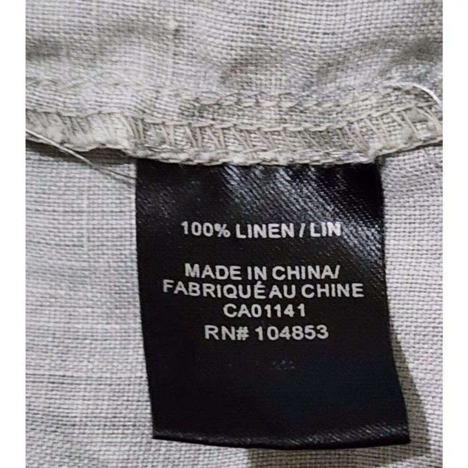 American Essential Linen Tunic Top Women Size L‎ Notched Lagenlook