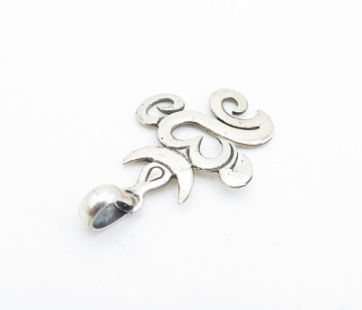 925 Sterling Silver Vintage Love Heart Swirl Lotus Flower Pendant