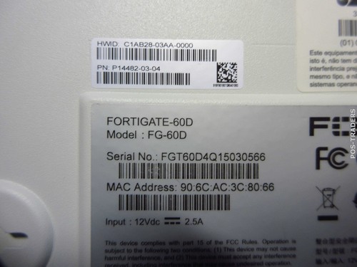 FORTINET FG-60D Fortigate 60D Gigabit LAN Network Security Firewall INCL PSU - Afbeelding 3 van 3