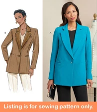 SEWING PATTERN Women Clothes Clothing Suit Jacket Formal Blazer Pocket Plus 6960