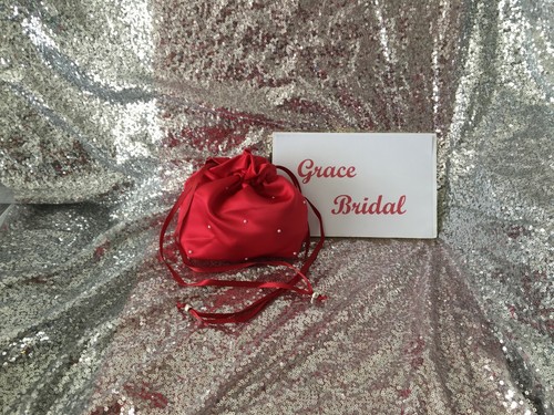 RUBY RED SATIN DOLLY BAG BRIDAL WEDDING MAID. PROMFLOWER GIRL*UK MADE/SELLER* - Picture 16 of 27