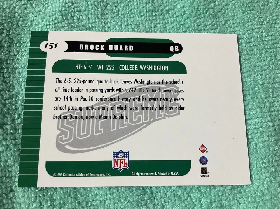 1999 Collector's Edge Supreme Galvanized Brock Huard #151 Rookie RC - Image 4 of 4