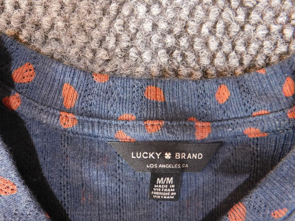 Top Lucky Brand Medio Azul Lunares Elástico Clásico Mujer Informal Foto 4 de 4