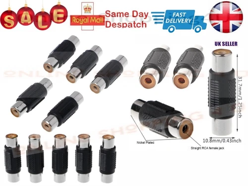 RCA Female to RCA Female Audio Video Cable Jack Plug Adapter Connector Couplers