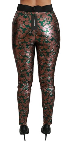 DOLCE & GABBANA Pants Green Bronze Leaf Tights Skinny IT36/ US2 / XS - Picture 5 of 9