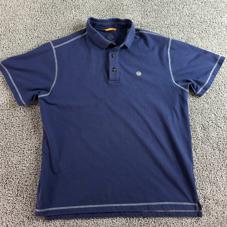 Field And Stream Polo Shirt Mens Large Blue White Logo Short Sleeve Casual FLAW - Image 2 of 4