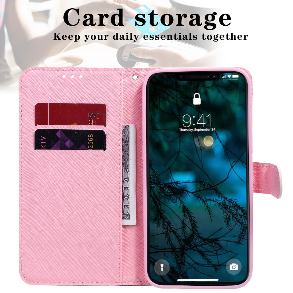 For iPhone 14 Pro Max 11 12 13 XR 8+ 7 PU Leather Wallet Card Flip Phone Case - Image 4 of 4