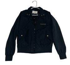Vintage Mercedes-Benz Black Bomber Jacket Men's Small Embroidered Logo Full Zip