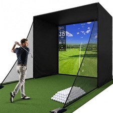 Golf Simulator Enclosure Cage, with HD Impact Projection 8.4 8.4, BLACK