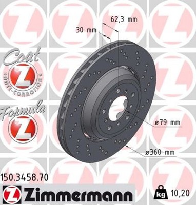 1x Bremsscheibe FORMULA Z ZIMMERMANN 150.3458.70 für BMW E82 E90 E92 E93 3er 1er
