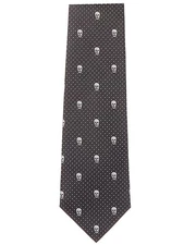 Alexander Mcqueen Skull Polka Dots Silk Tie Men's Black