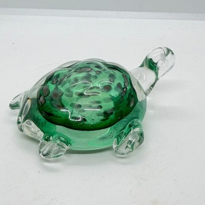 Seltene Caithness Crystal King's Lynn grün melierte Glasschildkröte - Hersteller Aufkleber