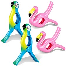 Windproof Towel Clips 4 Pack Beach Flamingo Parrot Red Pink