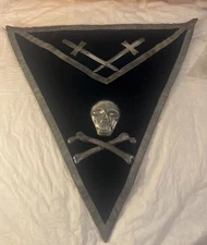 Antique Masonic Knight Templar Sword Skull Apron Memento 19”x16” 80% SILVER