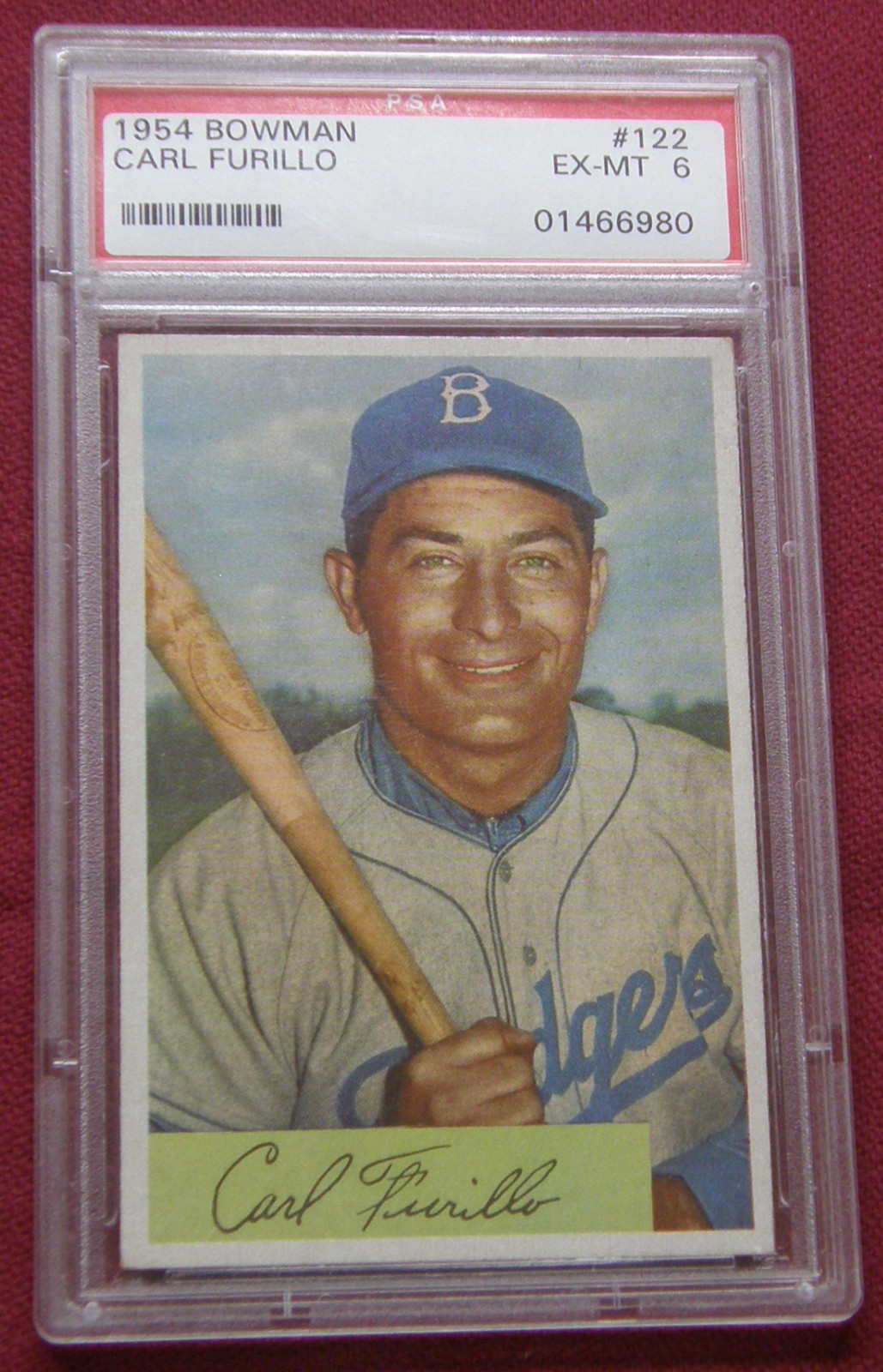 1954 Bowman #122 - Carl Furillo - PSA 6 - Brooklyn Dodgers