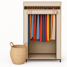 Portable Wardrobe Closet - 50 lb Capacity, Internal Heavy Duty Metal Rod, Zip...