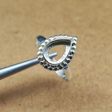 Handmade 925 Sterling Silver Pear Cabochon Ring Bezel Cup DIY Jewelry 8x10mm