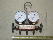 (NO HOSES) Ritchie Yellow Jacket Test and Charging Manifold Gauges R12 R22 R502