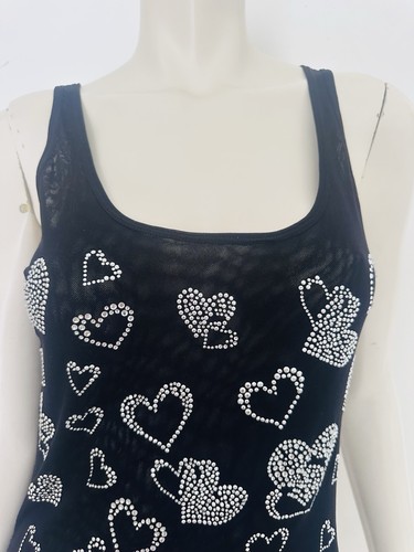 Blumarine Blugirl Folios Cami Top Negro Elástico Plata Tachuelas Corazones Talla 44 M 🖤 - Imagen 18 de 21