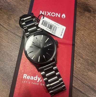 Nixon Sentry SS Gunmetal Black Sunburst Dial Day/Date Quartz 42mm 100m Box