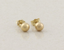 14k Yellow Gold 5mm Ball Bead Earrings Stud Post 3/16"