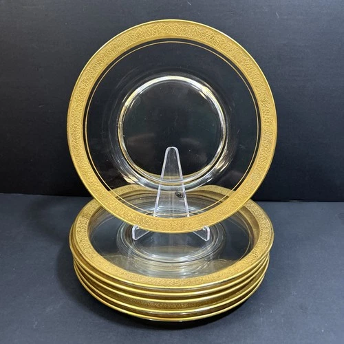 6 Vintage Tiffin-Franciscan Rambler Rose 8" Gold Edged Plates