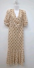 Shein Clasi Polka Dot 3 4 Sleeve Fishtail Hem Women Dress 1XL Apricot