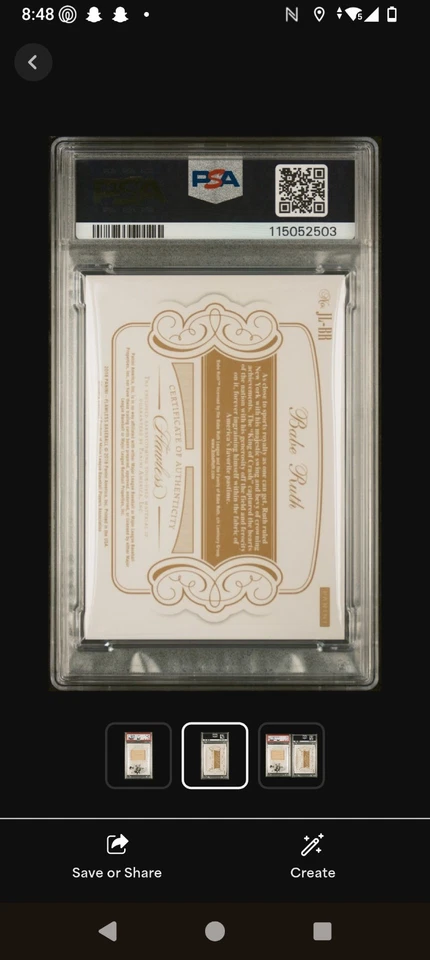 2018 Panini Flawless Jumbo Legends Relics Babe Ruth/20 Foto 2 de 2